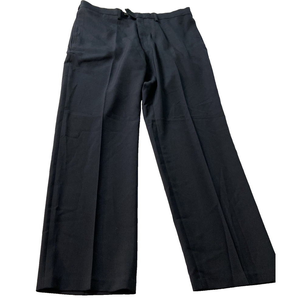 Haggar Eclo Stria Dress‎ Pants 36x31 Classic Fit Men's Black
